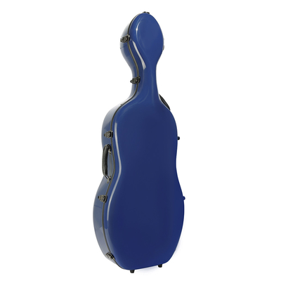 Volledig - de Cello Hard Geval van de grootte Duurzaam Glasvezel met Wielen Blauwe Kleur