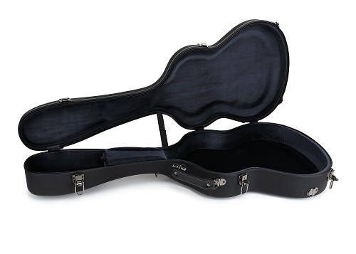 Het Harde Geval van pvc Matte Black Leather Fiberglass Guitar met Rugzakriemen